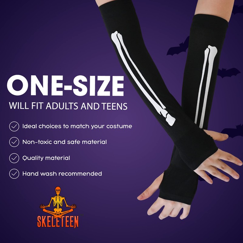 Skeleteen Bone Hand Skeleton Gloves - Costume Accessories Fingerless Skeleton
