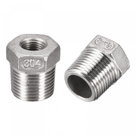 sourcing map Hex Bushing, 3/8 PT Male to 1/8 PT Female 304 Stainless Steel Pipe Fitting r Adapter, Pack of 2