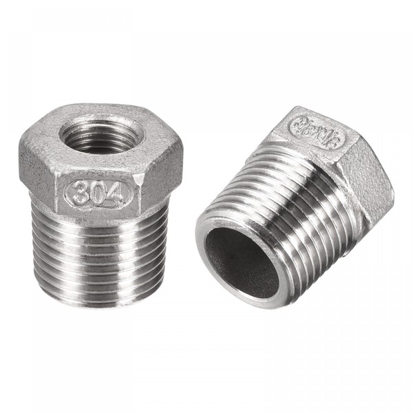 sourcing map Hex Bushing, 3/8 PT Male to 1/8 PT