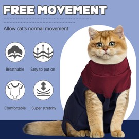 Cat Recovery Suit Female, Breathable Onesie After Surgery Female for Abdominal Wounds or Skin Diseases, Anti-Licking Full Body Cat Surgery Recovery Suit, E-Collar Alternative Wear