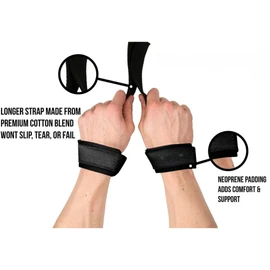 Weight Lifting Wrist Strap, Double Layer Leather Wrist Strap for Deadlift and Powerlifting, Padded Neoprene with 18 inch Cotton(4 Pair) ﻿