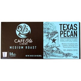 H‑E‑B X54 HEB Cafe Ole Texas PECAN Single Serve Coffee Pod K-Cups Retail Carton/54