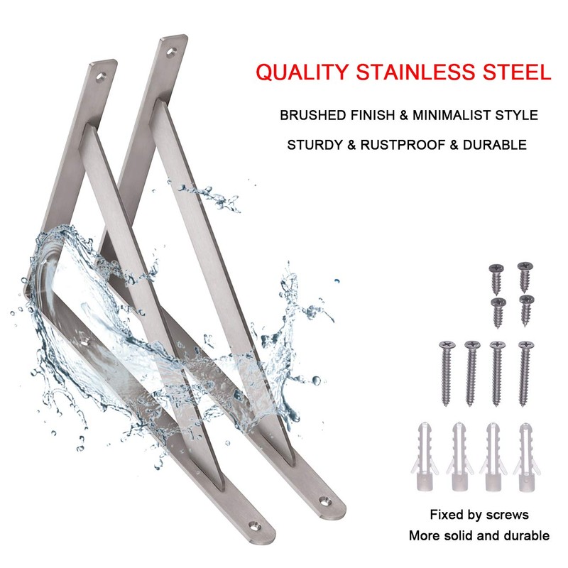 YUMORE 14" Stainless Steel Shelf Bracket, Max Load: 550lb Heavy
