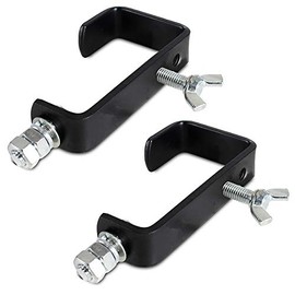 BeamZ CC50B Lighting Clamp Set - 2x Black Metal G-Clamp Hook Mount, Secure Truss & Stand Fixtures for DJ Disco Stage Equipment, 30kg Load, Fits Poles Up To 50mm Diameter
