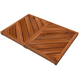 Teak Wood Bath Mat for Bathroom - Non Slip Wooden Shower Mat Floor Sturdy Mats for Outside Inside Shower Luxury Spa Home or Outdoor