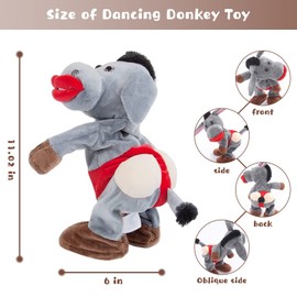Emoin Dancing and Singing Donkey Toy, Shaking Donkey Stuffed Animal Interactive Musical Toys Electric Plush Toys Birthday Gifts for Mom Adults Men Women