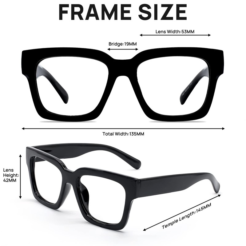 OCCI CHIARI Oversized Reading Glasses for Men 2.5 Thick Square