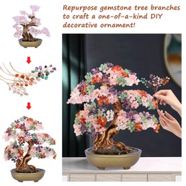 5 Bunches of Crystal Tree, DIY Colorful Crystal Tree of Life, Bendable Copper Wire, Home Décor, Gemstone Creative Decorative Design Bring Luck