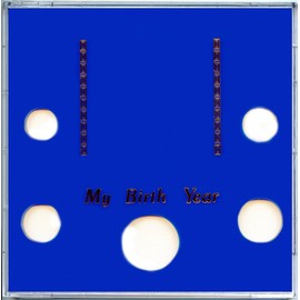 Capital Plastics 6.5" x 6.5" Galaxy 5-Coin "My Birth Year" Photo Stand up coin Display - Blue