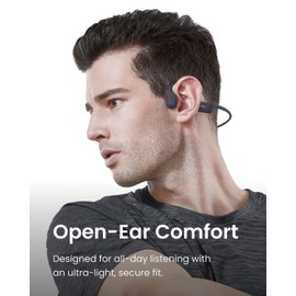 SHOKZ SHOKZ OpenRun - Open-Ear Bluetooth Bone Conduction Sport Headphones, Sweat Resistant Wireless Earphones for Workouts and Running, Built-in Mic, with Hair Band, Black