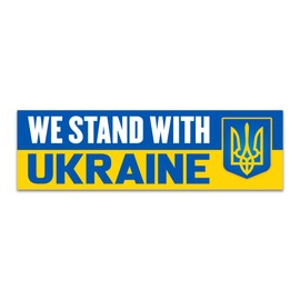 We Stand with Ukraine Sticker Vinyl Decal - I Stand with Ukraine Vinyl Sticker, Support Ukraine, Ukrainian Flag Bumper Sticker, VP457-10" x 3"