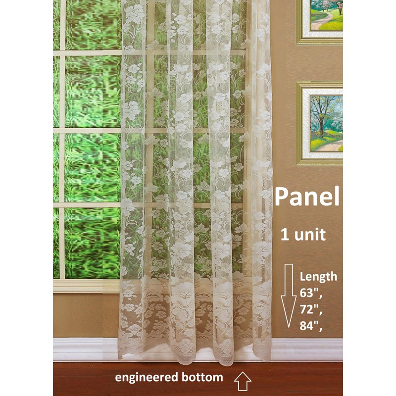 Today's Curtain Floral Vine Lace Panel 72", Ivory, 60W x