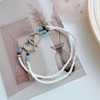 Elastic Beaded Ankle Bracelet for Women Double Hollow Hearts Stretch
