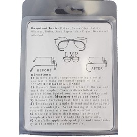 LMP Optical Rubber Cable Temple Conversion Kit for Metal Eyeglasses and Sunglasses Frames Includes Glue, Sandpaper & Instructions (Gunmetal)