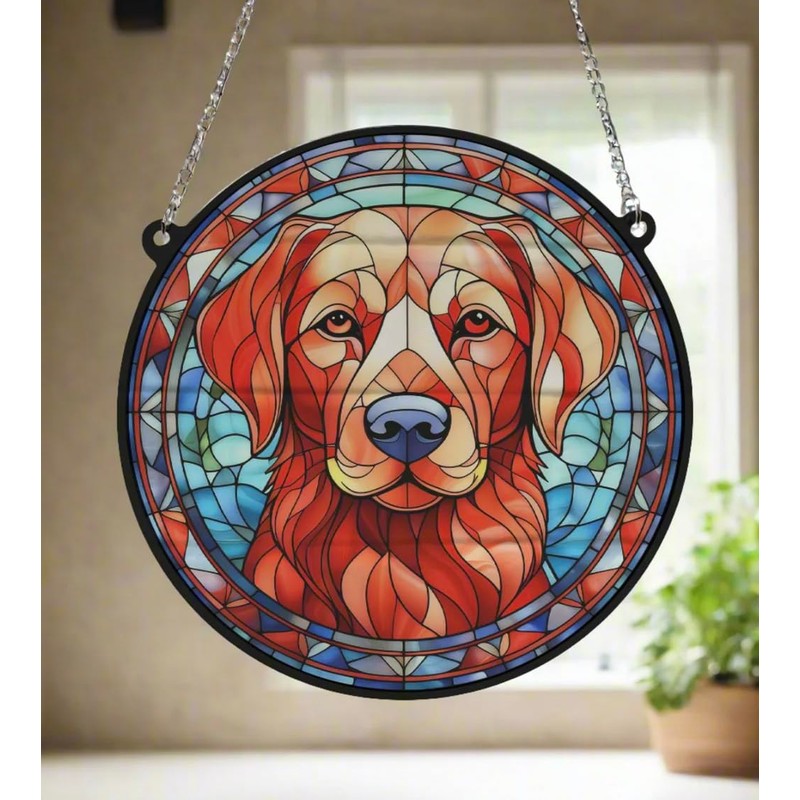 Labrador Fox Red Stained Glass Effect Suncatcher - Garden Gift