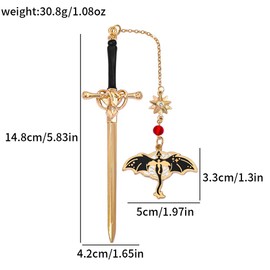 2PC Fourth Wing Inspired Sword Bookmark, Flying Dragon Page Marker