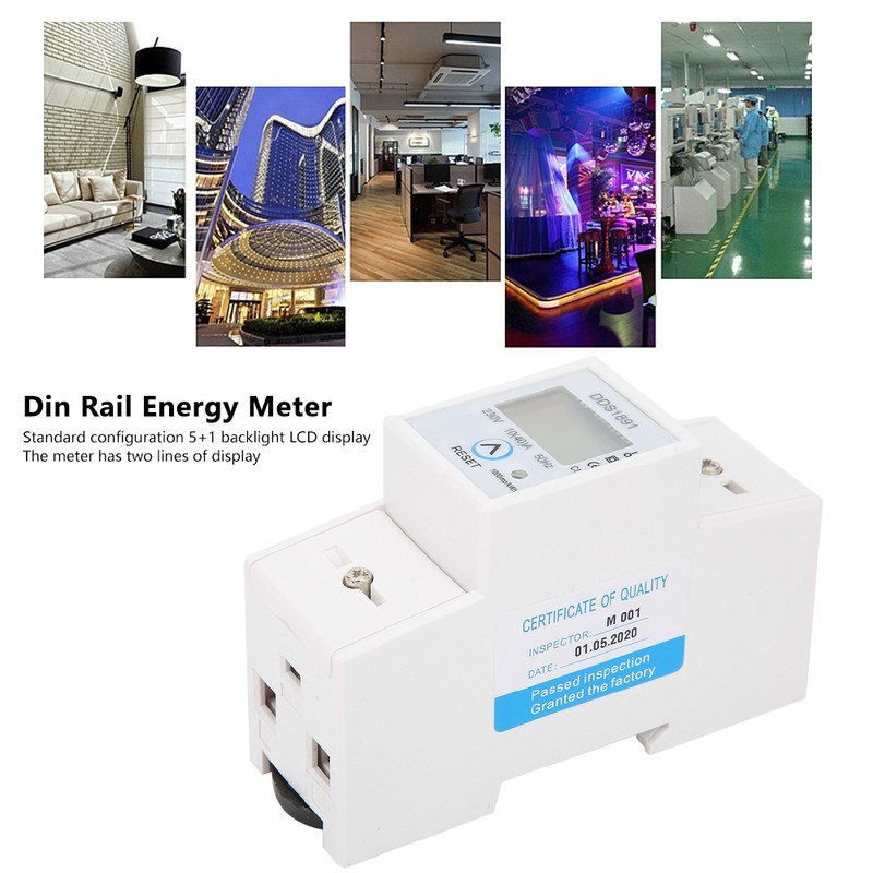 Single Phase Din Rail Energy Meter Electricity Power 50Hz LCD