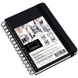 Lobome Sketchbook A5 | 64 Sheets Mixed Media Sketchbook | Drawing Book with 150gsm White Paper and Spiral Bound