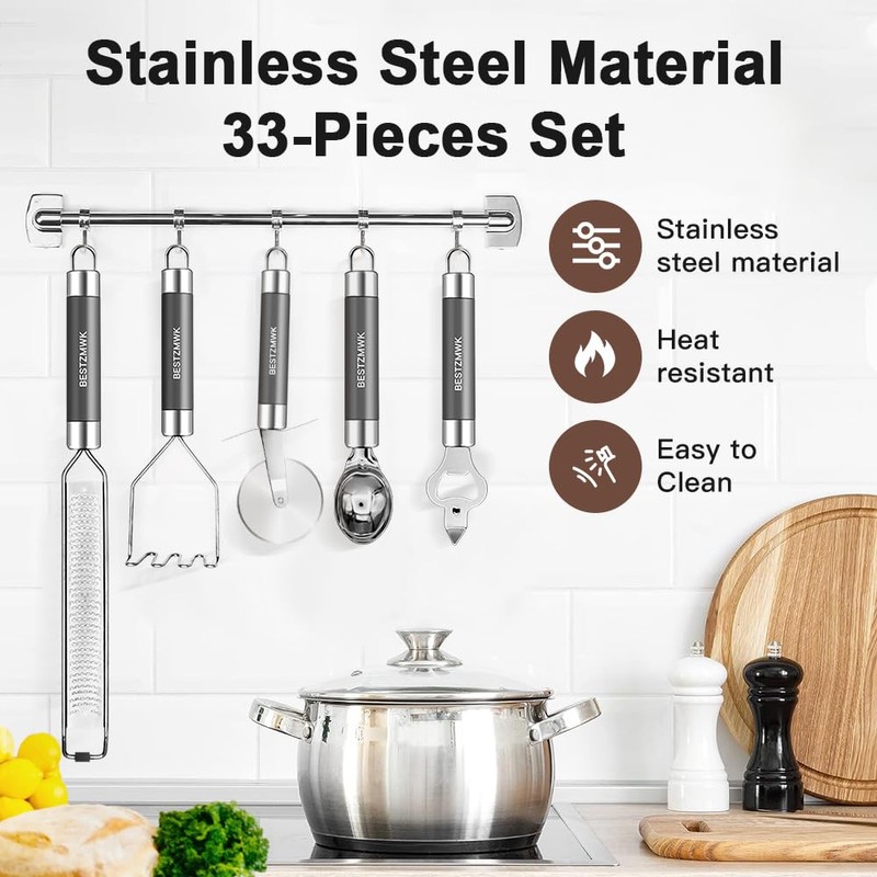 Kitchen Utensils Set-Silicone Cooking Utensils-32pcs Non-Stick Silicone Cooking Kitchen Utensils
