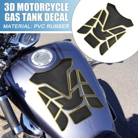 A ABSOPRO Universal 3D Motorcycle Gas Tank Decal 7.68''x5.63'' Gas Tank Protector Sticker Fuel Oil Gas Tank Pad Protector Sticker Decal PVC Rubber Black Yellow