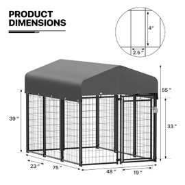 MoNiBloom Dog Kennels and Crates for Small/Medium Dogs, 4.6ft High Expandable Outdoor Dog Run Enclosure with Waterproof Cover, Galvanized Puppy Exercise Pen with Lock for Outside Home Yard, 10 Panels