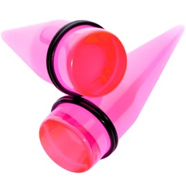 Body Candy Unisex 2Pc Translucent Pink Acrylic Ear Gauges Stretching Kit Tapers Straight Plug Set 20mm