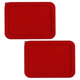 Sophico 3 Cup Rectangle Silicone Storage Cover Lids Replacement for Pyrex 7210-PC Glass Bowls, Container not Included (RED, 2 Pack)