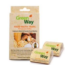 Greenway Pantry Food Moth Traps, Captures Male & Female Moths, Pheromone Attractant, Alternative to Naphthalene Balls, Non-Toxic, Child & Pet Safe, 1 Pack (Includes 2 Traps and 2 Lures)