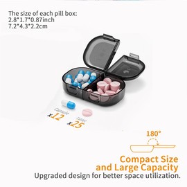 STORICANS Weekly Pill Box Organiser Pill Boxes 7 Day 2 Times a Day,Portable AM PM Daily Travel Tablet Organiser Pill Dispenser to Hold Vitamins, Cod Liver Oil, Supplements and Medication, Black