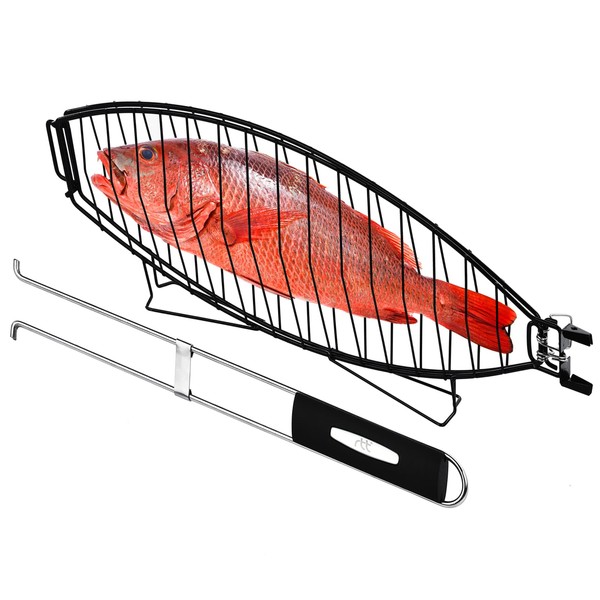 RTT's Premium Stainless Steel Large Fish Basket for Grilling -
