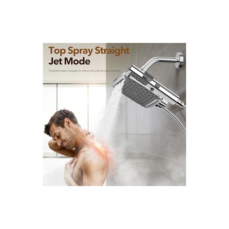 JDO High Pressure Rain Shower Head with Handheld Spray, 7