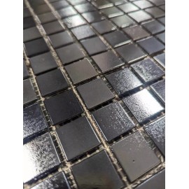 District II Iridescent Black Opaque Glass Mosaic Wall Tile