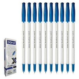PROXIMA Ballpoint Pens, BLUE, Pack of 10, Fine Point (0.7mm), Smooth Fine Ball Pens, Comfort Grip, Ideal for School Office Home Use, iZOFAX Black Ball Pen