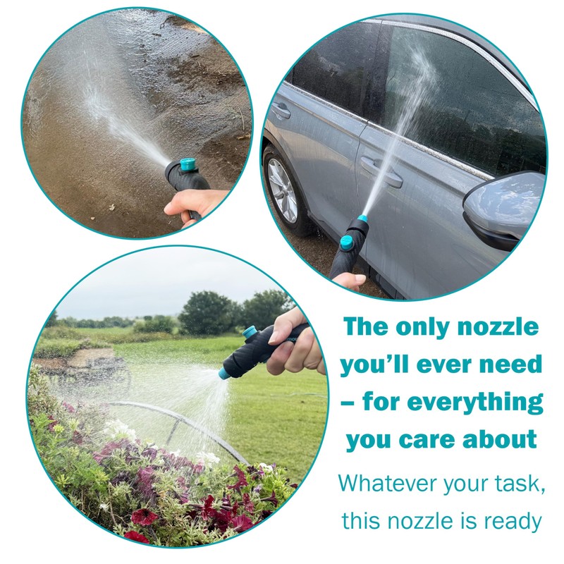 Gilmour Adjustable Button Control Hose Nozzle, Graphite Metal, Swivel Connect,