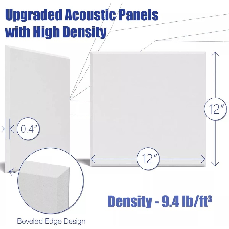 Nierbo Paneles Acústicos Cuadrados 30x30 Autoadhesivos, 12 Piezas