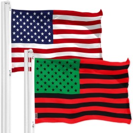 UD_G128 Combo Pack: American USA Flag 3x5 Ft & Afro American Black Liberation BLM Flag 3x5 Ft  Both LiteWeave Pro Series Printed