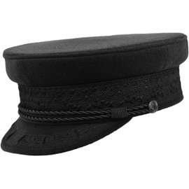 Cappelleria Melegari Nautical Hat with Peak, Fabric Wool and Cashmere, Prince Heinrich, Explorer Polar for Men and Women, Autumn Winter, black
