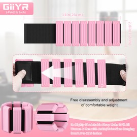 Giiyr Ankle Weights for Women Men,Adjustable Wrist Weights Set of 2(1lb Each),Wearable leg weights/arm weights，Wrist & Ankle Weights Bracelet for Yoga,Pilates,Running, Fitness,Physical Therapy (Pink)