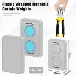 36pcs Outdoor Curtain Weights, Plastic Wrapped Magnetic Drapery Weights, Waterproof Heavy Duty Curtain Magnets for Heavy Wind, Outside Curtain, Shower Curtain, Tablecloth, Flag (Grey)