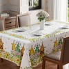 BOTB LIHM Yellow White Daisies Flowers Gnomes Spring Tablecloth Rectangle Washable Table Covers for Summer Seasonal Indoor Outdoor Dining Table Home Party Decorations 60x84 Inch