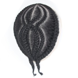 Full Lace Afro Braid Toupee for Men Afro Curl Hair Pieces for Men 100% Human Hair Replacement System 10x8inch Lace Human Hair Units for Hair Loss (Style1 Braid)