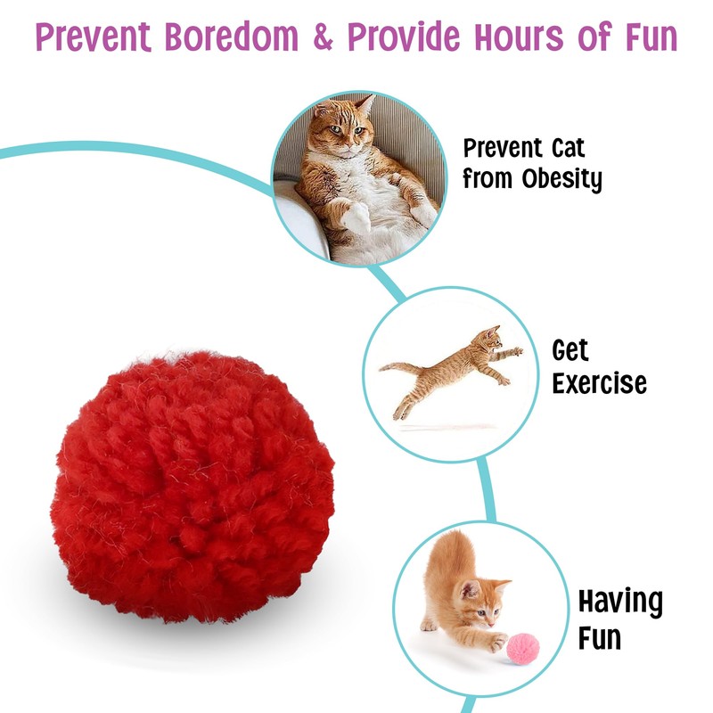 SPOT Wool Pom Poms Cat Toy - Interactive Wool Balls