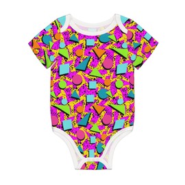 AuHomea Retro 80s 90s Newborn Baby Romper Clothing Cute Infant Short Sleeve Baby Climbing Clothes Outfit For 6-9m Boys And Girls