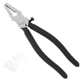 Glass Running Pliers with Curved Jaws 7.8 Inch Professional Metal Glass Breaking Tool with Rubber Tips Slip Handle for Stained Work..(black)