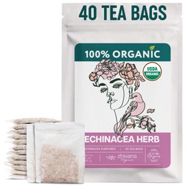Echinacea Tea Organic (40 Tea Bags) - Medicinal Tea for Seasonal Changes -Natural Immunity Support - Te de Equinacea Organico