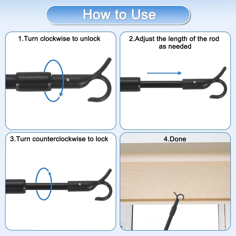 uxcell 14"-23" Draw Rod for Cordless Blinds, Telescopic Rod to