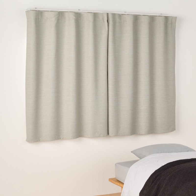 MUJI 84345937 Flame-retardant Blackout Double Weave Non Pleated Curtain, Beige,