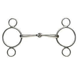 Korsteel Stainless Steel Jointed 2 Ring Dutch Gag Bit, 5.5"