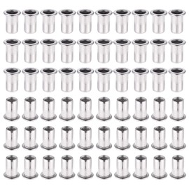 Hejo Pack of 60 Rivet Nuts M6 Rivet Nuts Stainless Steel Flat Head Blind Rivet Nut Thread Rivets for Fixing Furniture Decorations Crafts