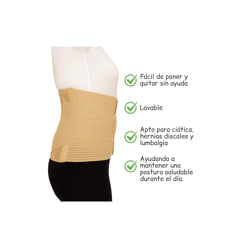 Faja Sacrolumbar Ergonómica Negra Extra Grande Con Varillas De Aluminio